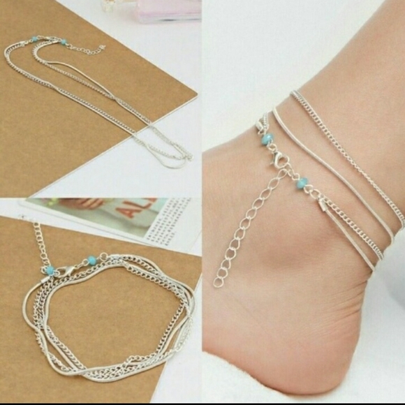 Sexy Silver Multi-Layer Anklet - Picture 6 of 7